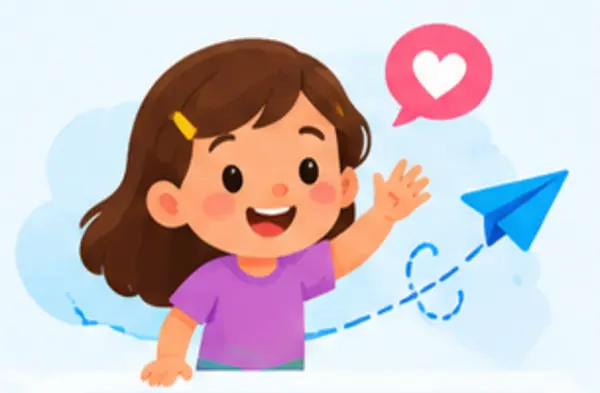 Friendly child sending a message
